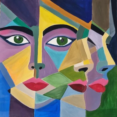 تابلو نقاشی اکریلیک مدل دو صورت کد 117